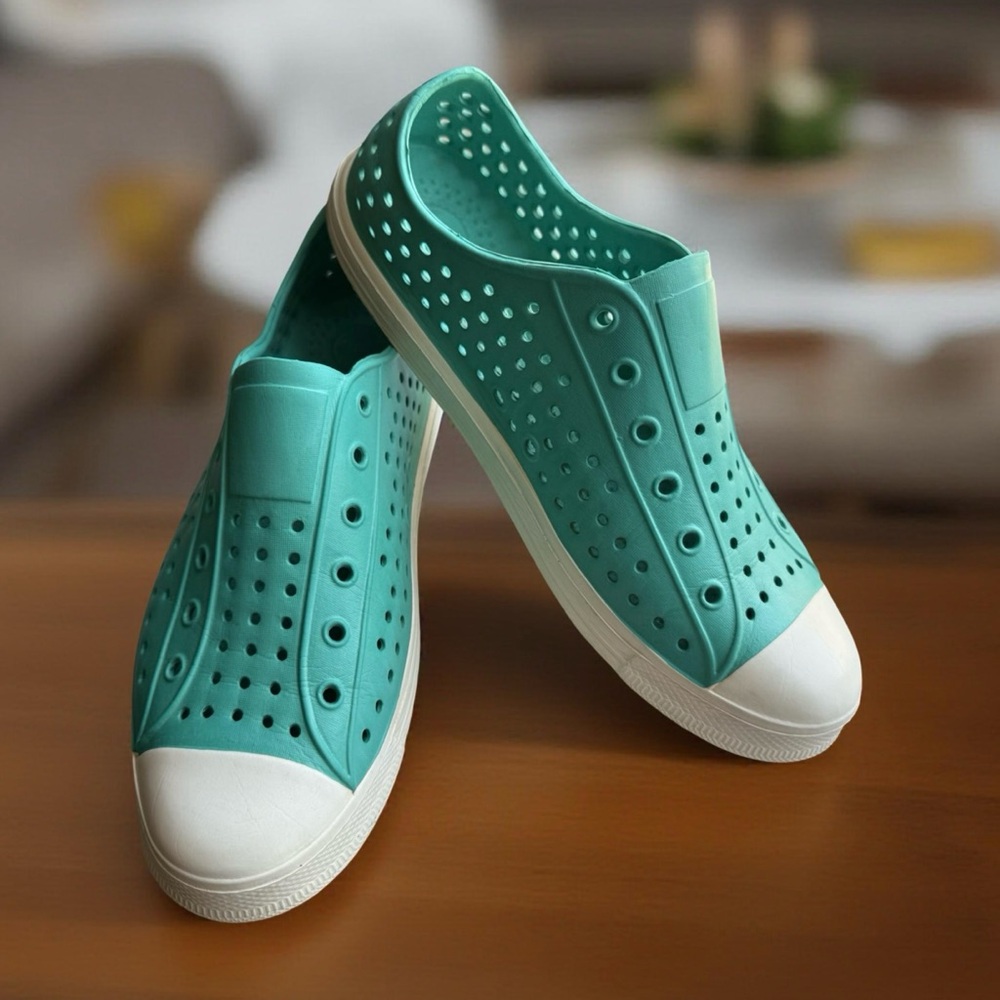 Women's Teal Perforated Slip-On Sneakers